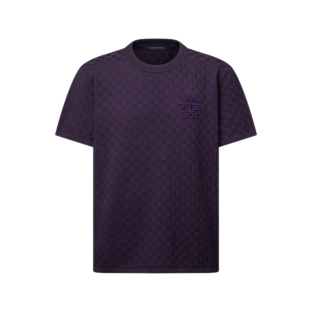 Damier Jacquard Short-Sleeved Crewneck - New - For Men | LOUIS